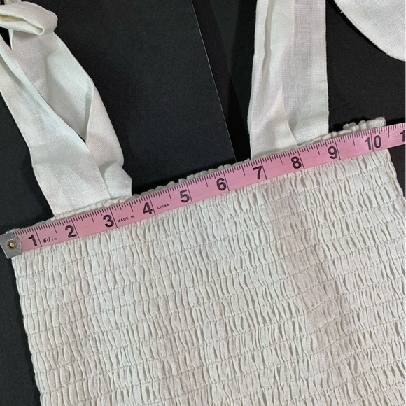 SIR Emile Ruched Top in Ivory White Women’s Size 2 Shirred Bodice 100% Linen - Picture 4 of 11